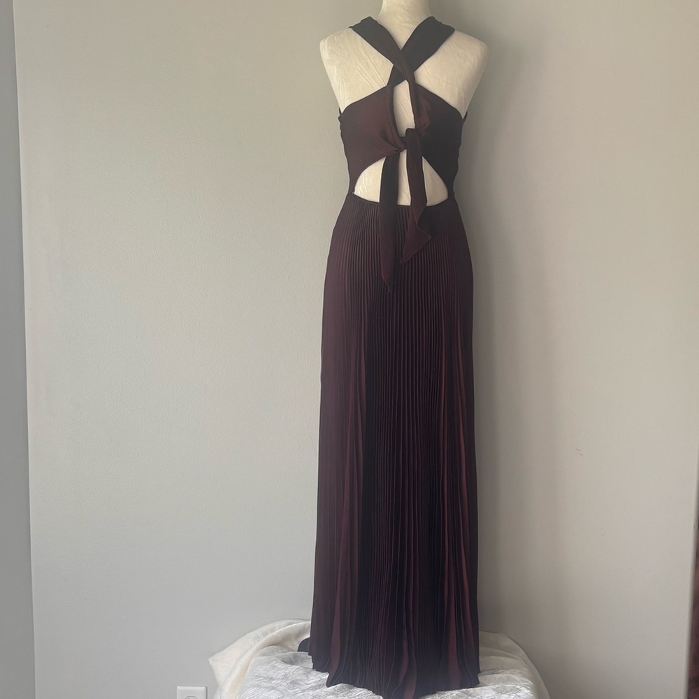 NWOT A. L. C. Pleated Halter A-Line Maxi Dress - Picture 7 of 10